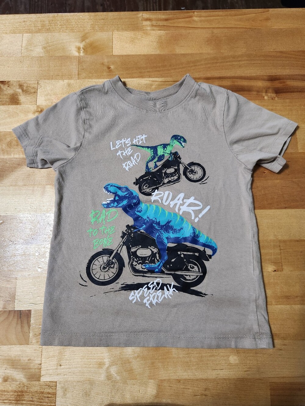 Kids' Dinosaur Motorcycle Graphic Tee - Gray